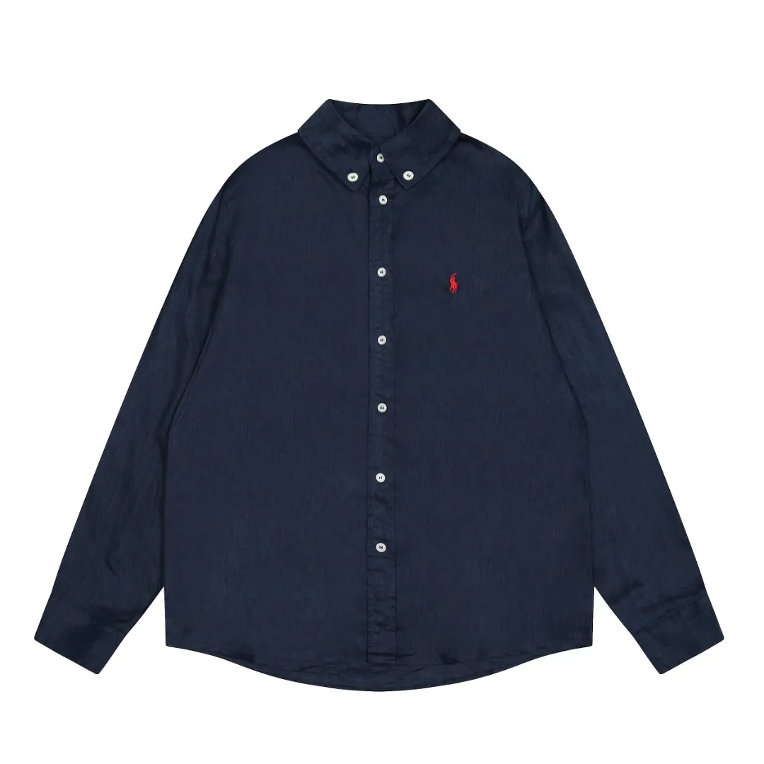 P300 Top Quality" Style Number: 8001# [Ralph Lauren Paul Pony Linen Basic Couple Style Shirt Long Sleeve] ✅Ralph Lauren Paul Small Label War Horse 100% Pure Linen Classic Basic Four Seasons Shirt Long Sleeve ✅A must-have item for the lazy style. The upper body has a retro and fresh feeling. ✅100% pure linen 280g 32 count fabric. Washed, retro and textured. ✅Dedicated to platform live broadcast. Wholesale entity ✅Simple and easy to match, light American old money style, the upper body is super great, ✅Standard for all seasons, worn alone/inner, it is a must-have for YYDS couples wardrobe. Size: S-XL Color: Black, White, Navy, Khaki, Pink, Yellow, Red, Colorful Blue, Light Blue, Rose Red